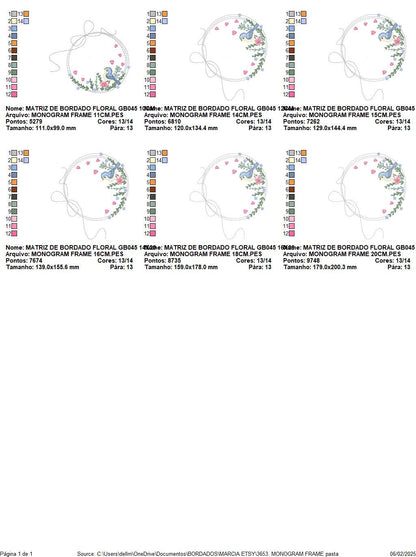 Bird with flower frame embroidery designs - Birds frame with hearts embroidery pattern - Floral tag file - Instant download pes jef dst hus