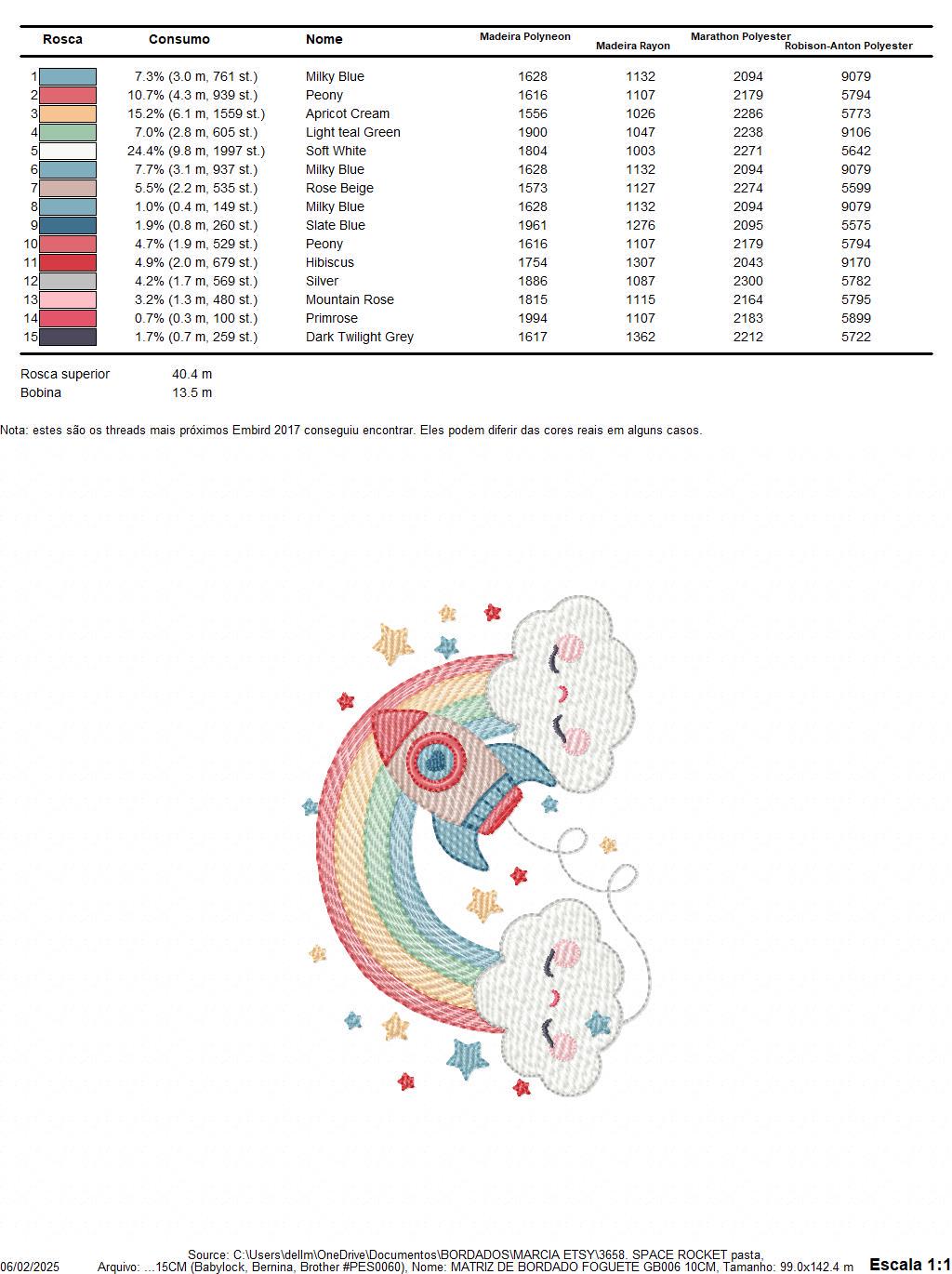 Space Rocket with stars and rainbow embroidery designs - Rocket machine embroidery pattern - Moon and planet file - Instant download pes jef