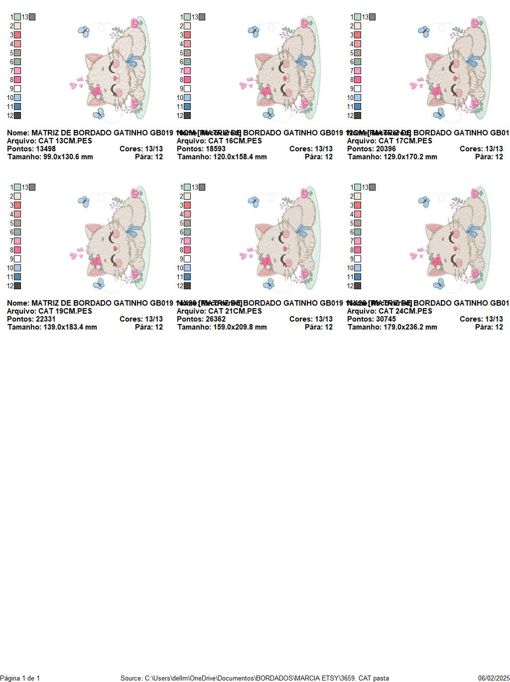 Sleeping Cat with flowers embroidery design - Kitty with butterflies machine embroidery pattern - Pet Baby girl file - Instant download pes