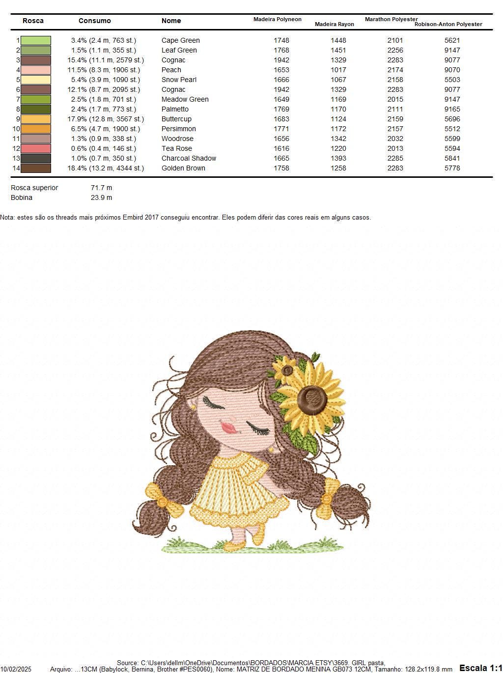 Baby Girl with long hair embroidery designs - Young girl machine embroidery pattern - Girl with yellow dress and flower - Instant download