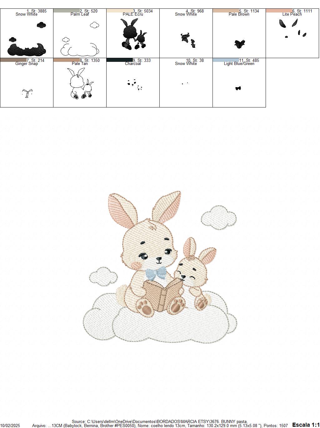 Bunny reading embroidery design - Rabbit with cub machine embroidery pattern - Baby boy reading a book file - Instant download pes jef hus