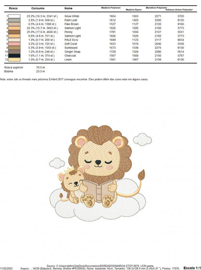 Lion reading embroidery designs - Safari wild animal with cub machine embroidery pattern - Baby boy reading file - Instant download pes jef