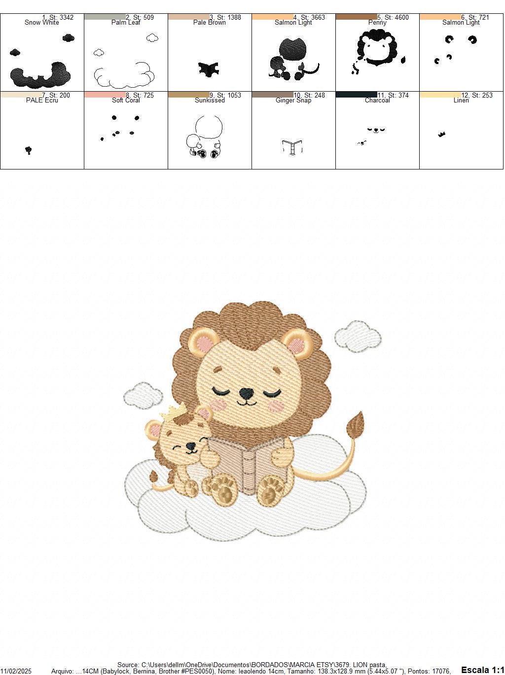 Lion reading embroidery designs - Safari wild animal with cub machine embroidery pattern - Baby boy reading file - Instant download pes jef