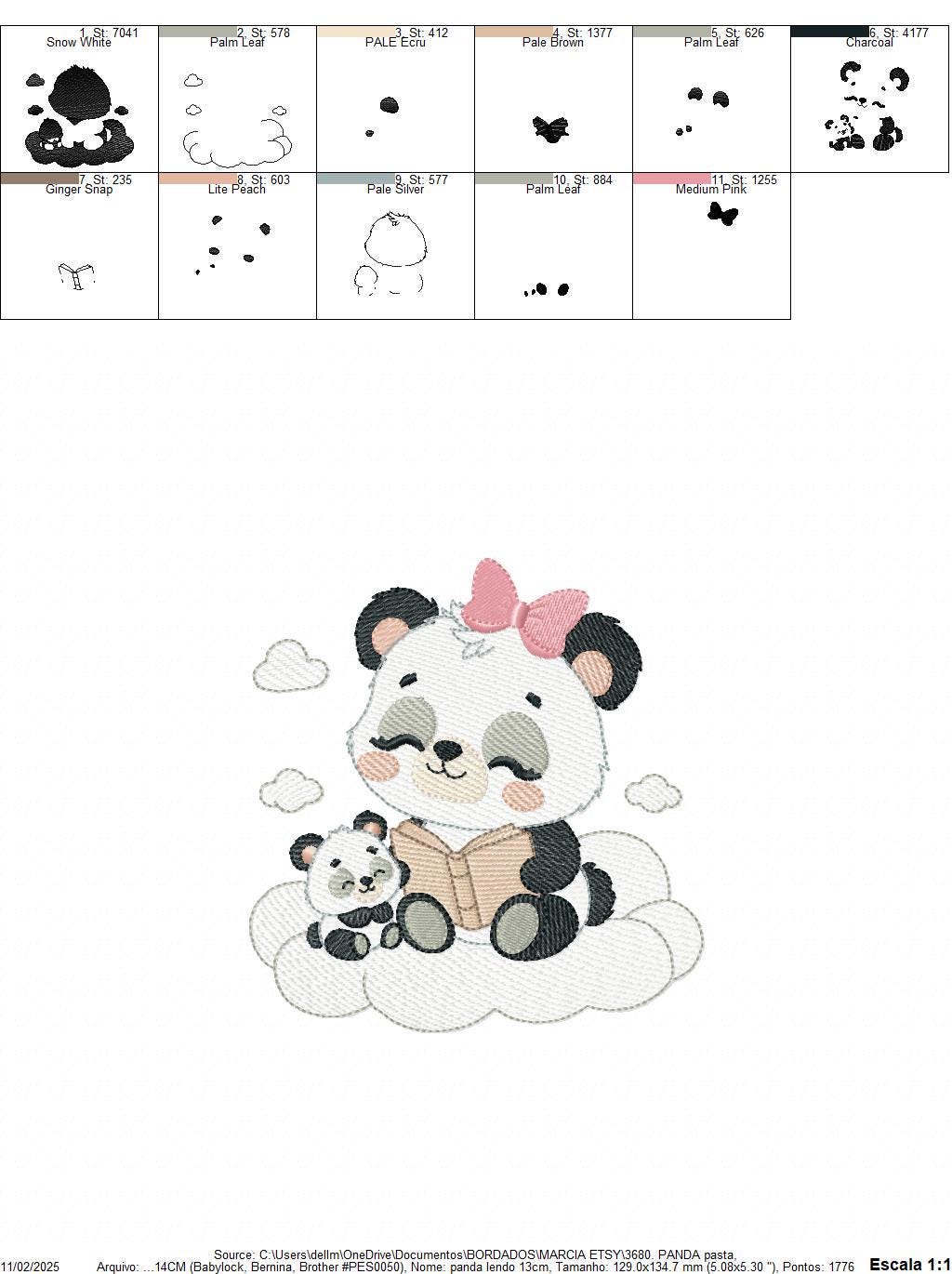 Mama Panda reading a book with baby girl embroidery design - Female Animal machine embroidery pattern - Instant download pes jef dst hus vp3
