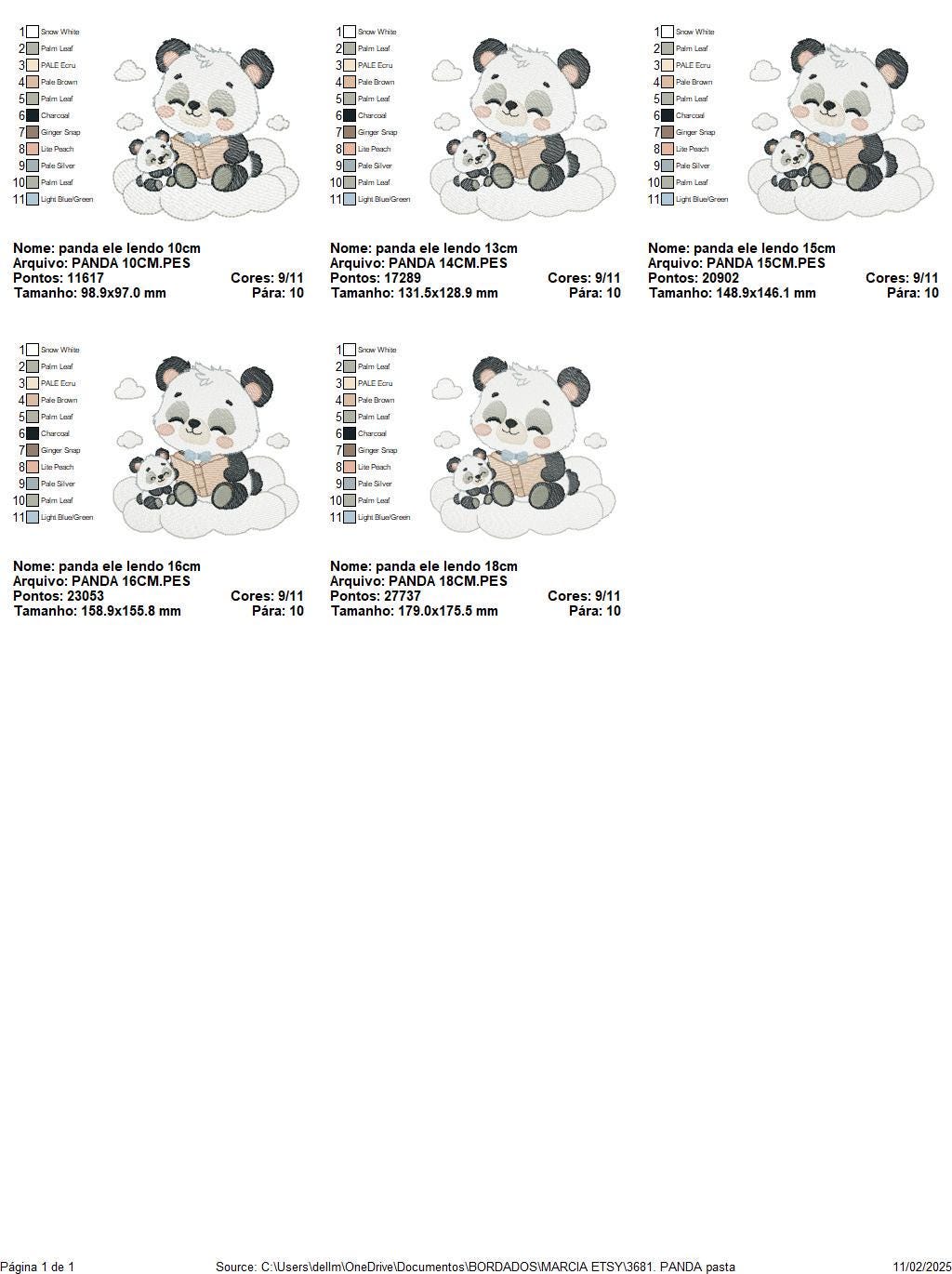 Panda reading embroidery design - Animal with cub machine embroidery pattern - Baby boy reading a book file - Instant download pes jef dst