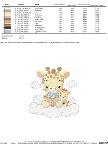 Reading Giraffe embroidery design - Safari Wild Animal with cub machine embroidery pattern - Baby Boy reading a book - Instant download pes