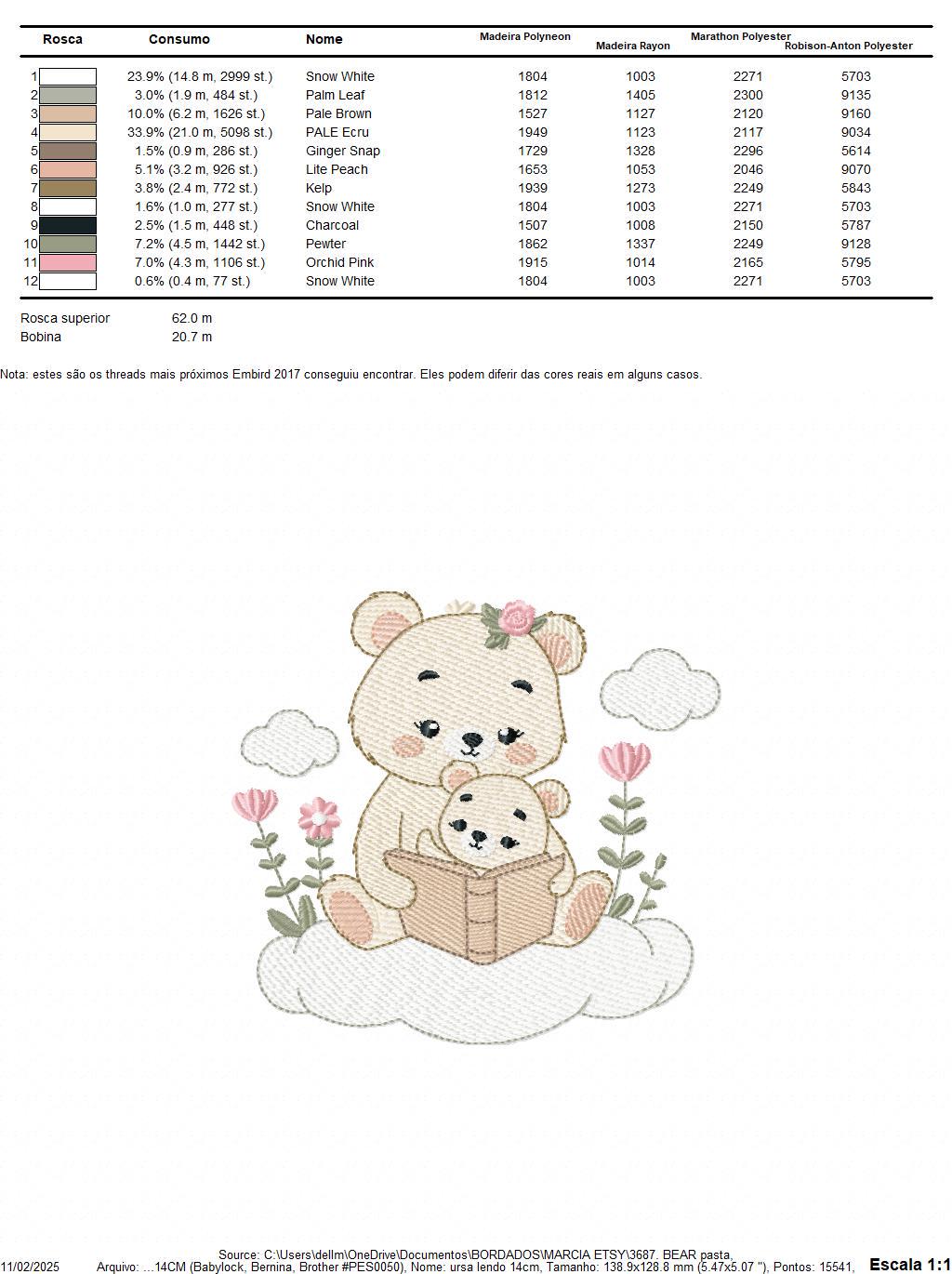 Reading Mother Bear embroidery designs - Teddy bear machine embroidery pattern - Bear with Baby Girl file - Instant download pes jef dst