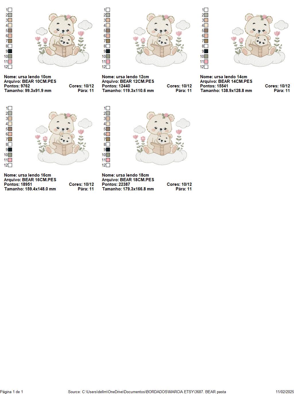 Reading Mother Bear embroidery designs - Teddy bear machine embroidery pattern - Bear with Baby Girl file - Instant download pes jef dst
