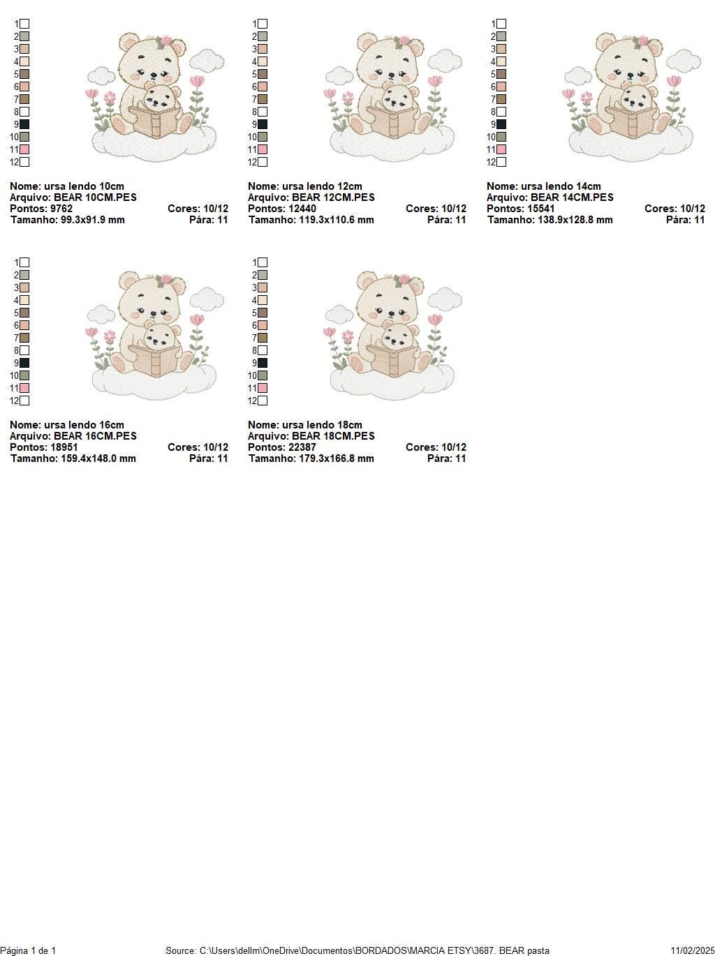 Reading Mother Bear embroidery designs - Teddy bear machine embroidery pattern - Bear with Baby Girl file - Instant download pes jef dst