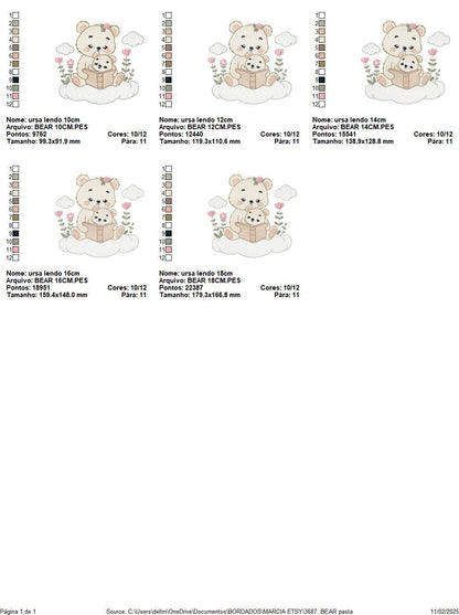 Reading Mother Bear embroidery designs - Teddy bear machine embroidery pattern - Bear with Baby Girl file - Instant download pes jef dst