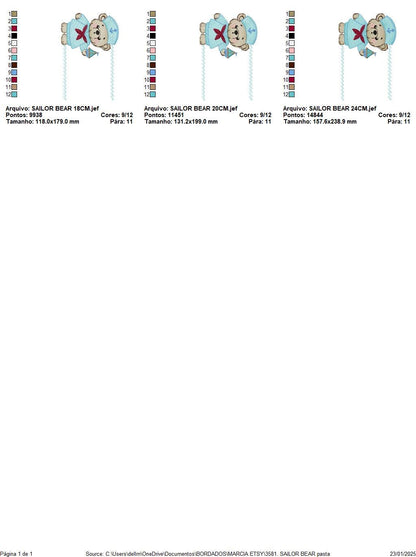 Sailor Teddy Bear embroidery designs - Baby boy Nautical Bear machine embroidery pattern - Bear with boat frame file - Instant download pes