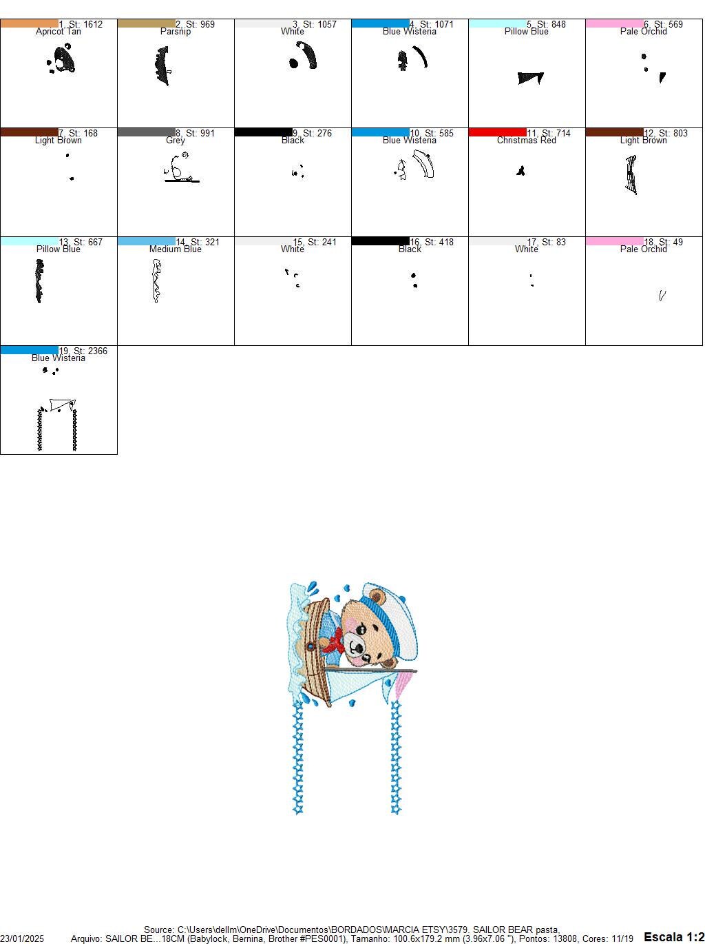 Nautical Bear with boat frame embroidery designs - Sailor Teddy bear machine embroidery pattern - Baby boy file - Instant download pes jef