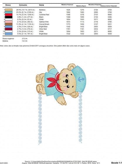 Sailor Teddy Bear embroidery designs - Baby boy Nautical Bear machine embroidery pattern - Bear with boat frame file - Instant download pes
