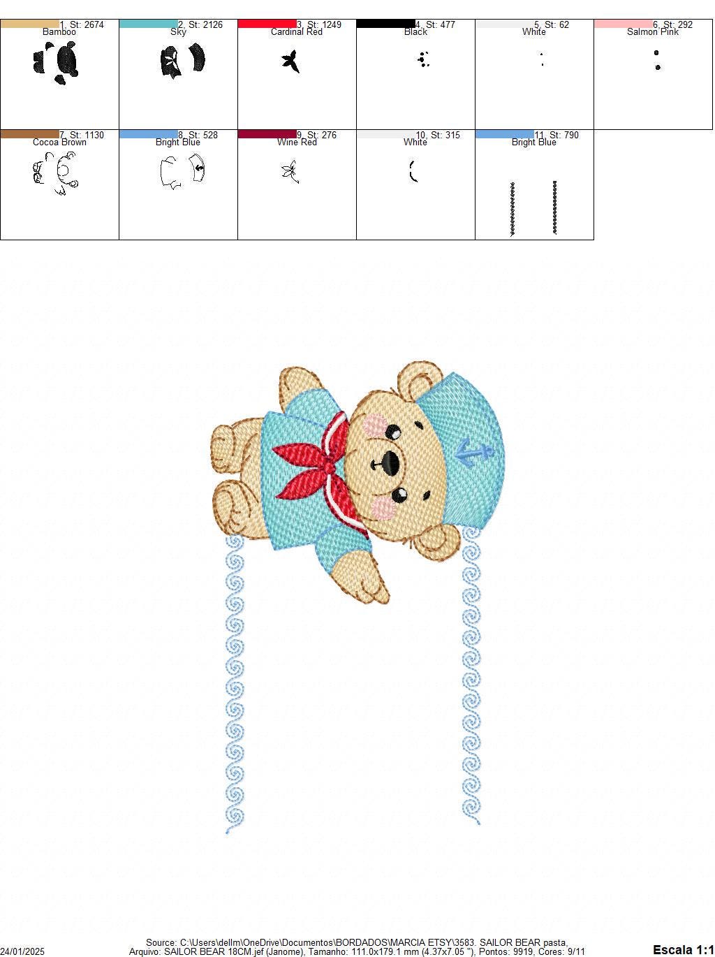 Sailor Teddy Bear embroidery designs - Baby boy Nautical Bear machine embroidery pattern - Bear with boat frame file - Instant download pes