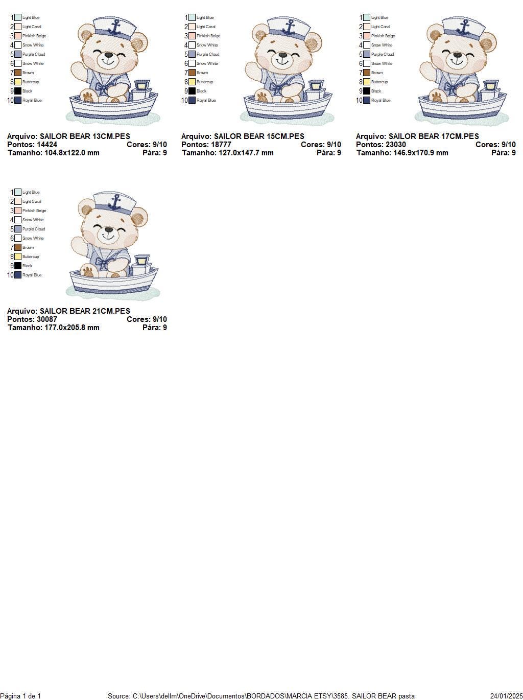 Nautical Teddy Bear embroidery designs - Baby boy Sailor bear machine embroidery pattern - Ocean Boat file - Instant download pes jes dst