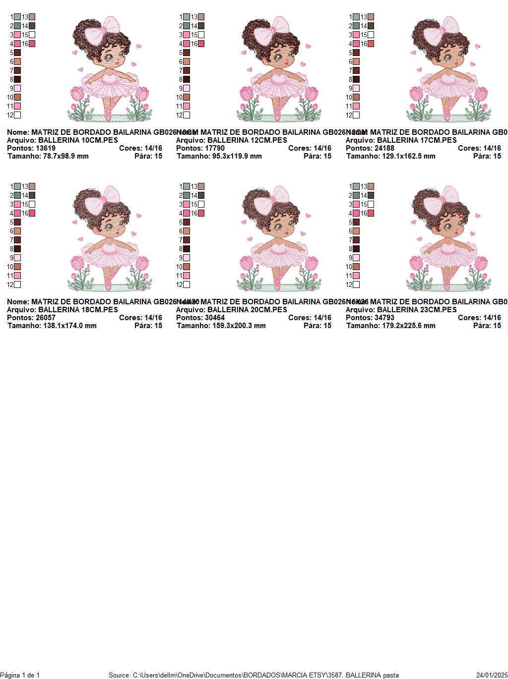 Ballerina embroidery designs - Ballet dancer with curly black hair machine embroidery pattern - Long Curly Hair Girl - Instant download pes
