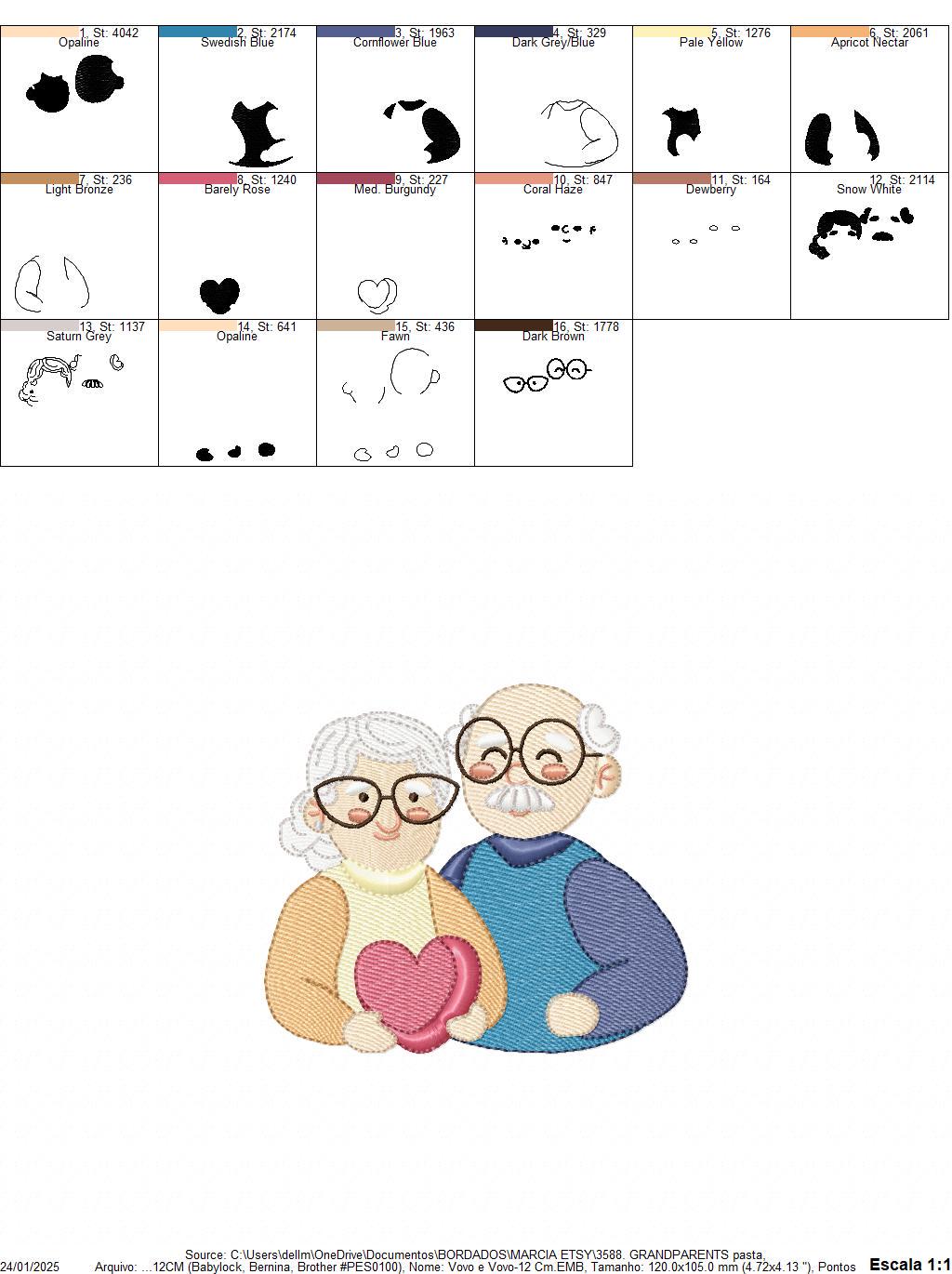 Grandparents embroidery designs - Love Old Couple Family machine embroidery pattern - Grandma and Grandpa - Instant download pes jef dst vp3