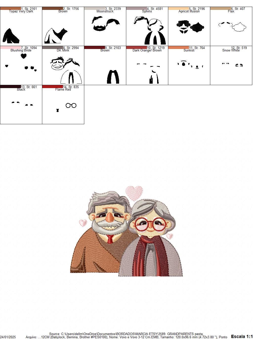 Grandparents embroidery designs - Love Old Couple Family machine embroidery pattern - Grandma and Grandpa - Instant download pes jef dst vp3