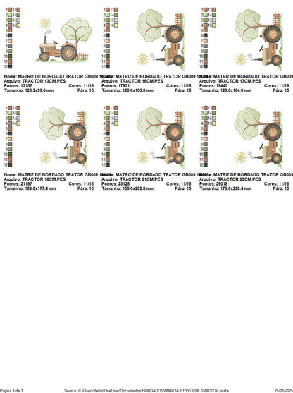 Farm Tractor embroidery designs - Truck with sun and tree machine embroidery pattern - Baby boy file - Instant digital download pes jef dst