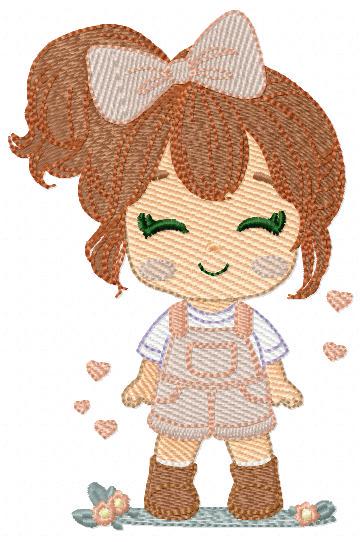 Baby Girl embroidery designs - Girl with lace and overall machine embroidery pattern - Girl with long hair file - Instant download pes jef