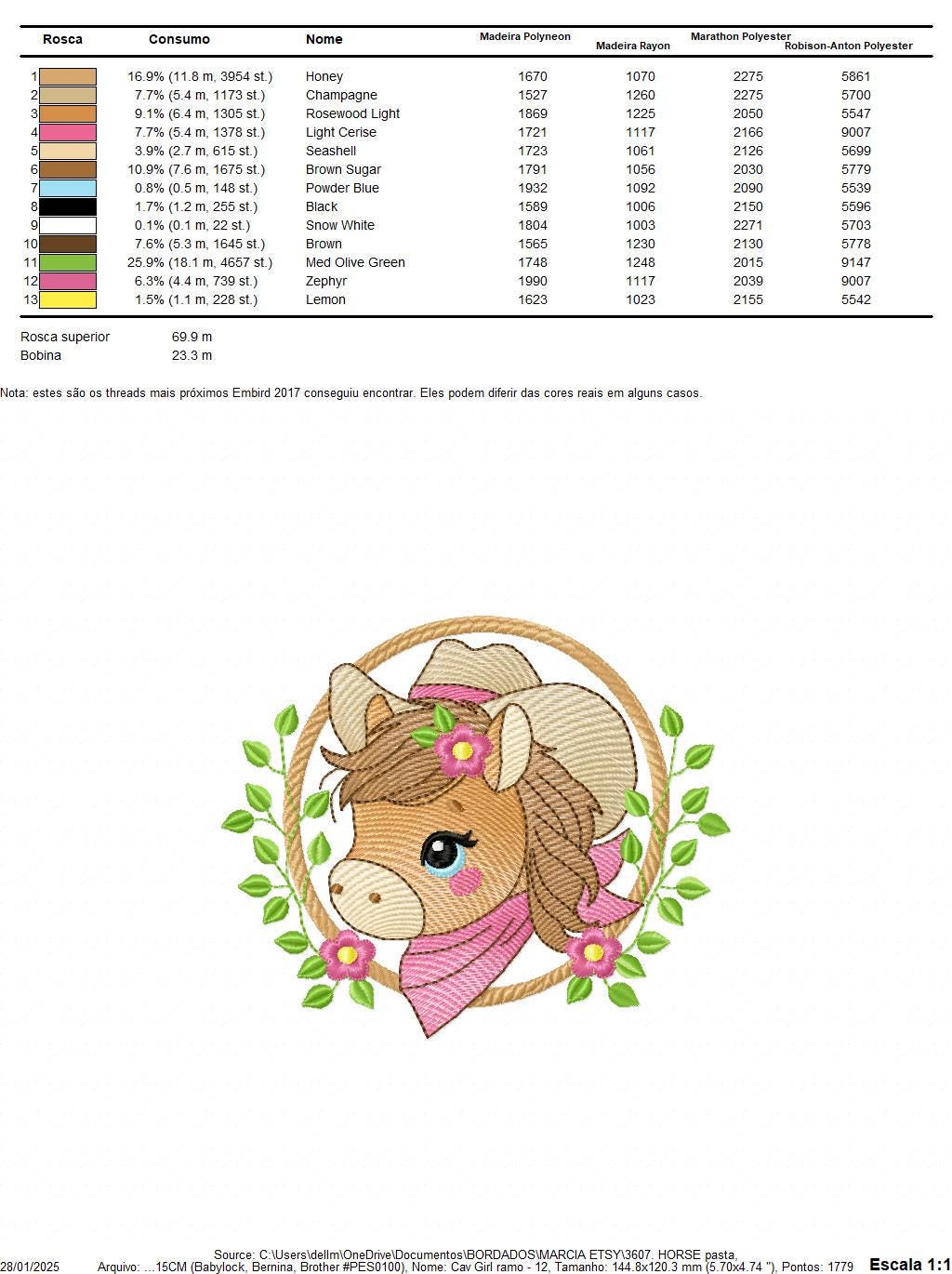 Horse embroidery design - Ranch Farm animals machine embroidery pattern - Baby Girl Cowgirl Horse with hat and bandana - Instant download