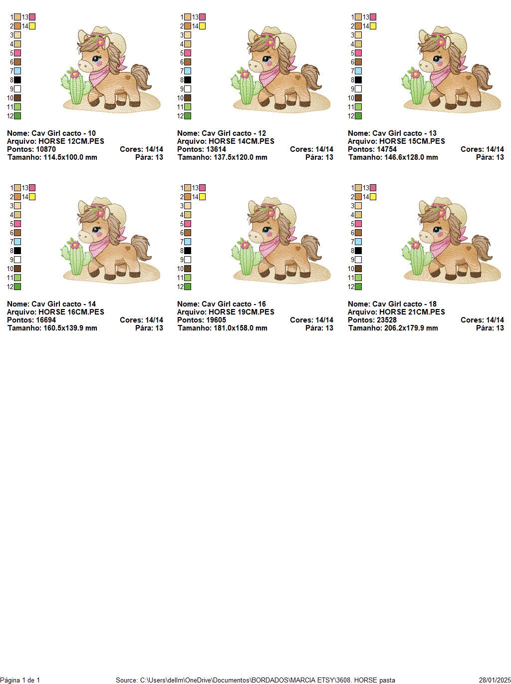 Horse embroidery design - Ranch Farm animal machine embroidery pattern - Cowgirl Horse with hat bandana flowers cactus - Instant download