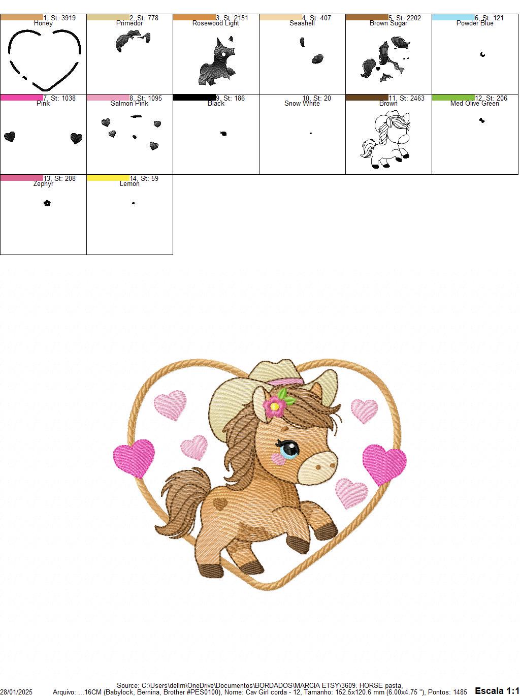 Horse embroidery design - Ranch Farm Animals machine embroidery pattern - Cowgirl Horse with hat and flowers file - Instant download pes jef