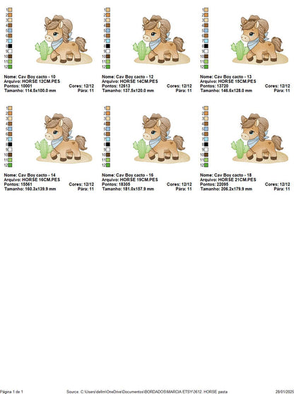 Horse embroidery design - Farm ranch animal machine embroidery pattern - Cowboy Horse with hat and bandana file - Instant download pes jef