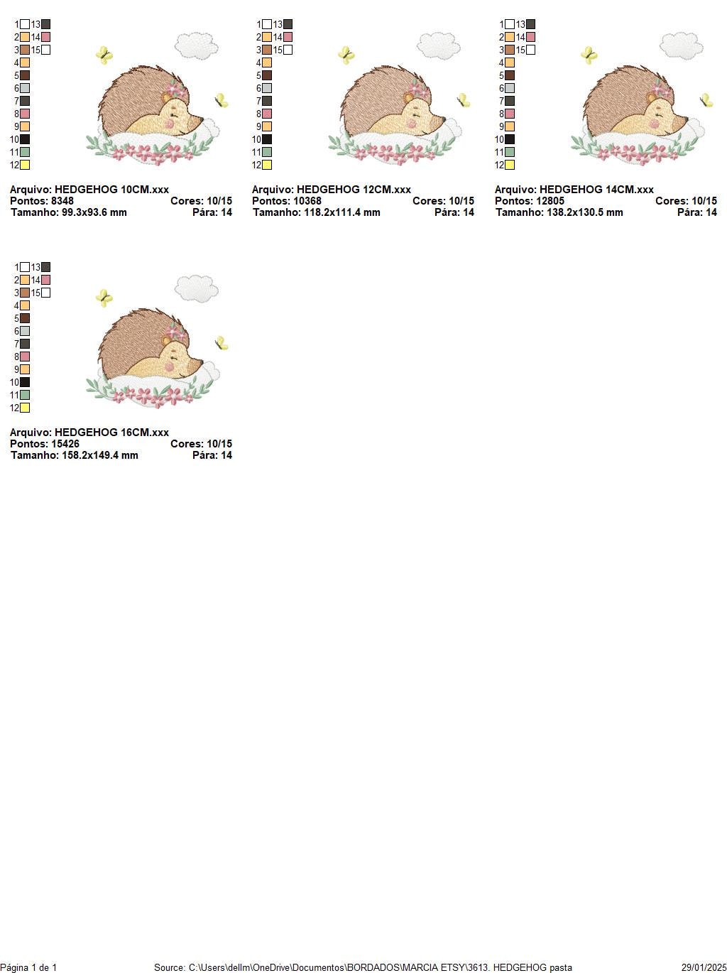 Sleeping Hedgehog embroidery designs - Woodland Female Animal with flowers machine embroidery pattern - Porcupine file - Instant download