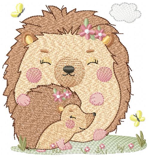 Hedgehog embroidery designs - Woodland Animal machine pattern - Baby Girl Mum and daughter Porcupine file - Instant download pes jef dst hus