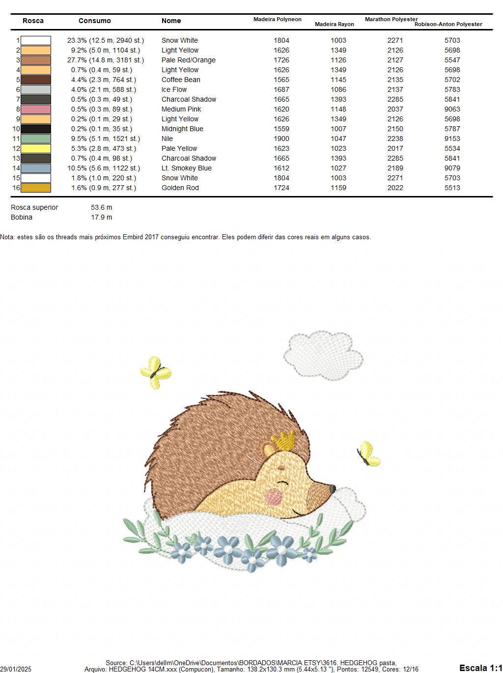 Sleeping Male Hedgehog embroidery designs - Woodland Animal with butterflies machine embroidery pattern - Porcupine file - Instant download