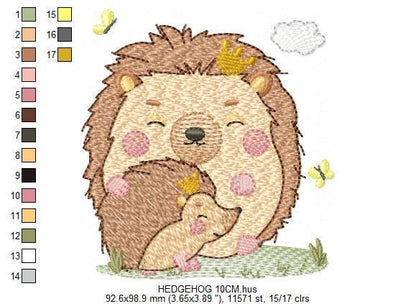 Hedgehog embroidery designs - Woodland Animal machine pattern - Baby Boy Dad and Son Porcupine file - Instant download pes jef dst hus vp3