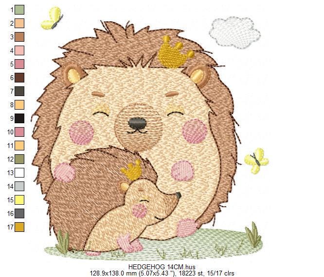 Hedgehog embroidery designs - Woodland Animal machine pattern - Baby Boy Dad and Son Porcupine file - Instant download pes jef dst hus vp3