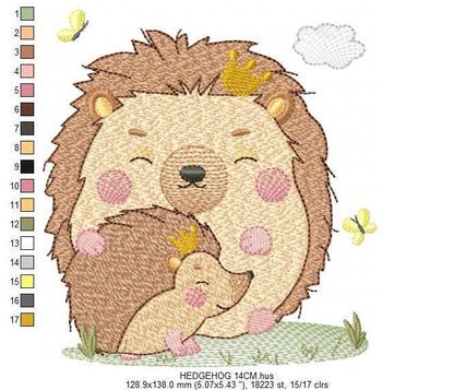 Hedgehog embroidery designs - Woodland Animal machine pattern - Baby Boy Dad and Son Porcupine file - Instant download pes jef dst hus vp3