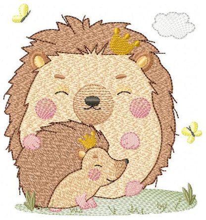 Hedgehog embroidery designs - Woodland Animal machine pattern - Baby Boy Dad and Son Porcupine file - Instant download pes jef dst hus vp3