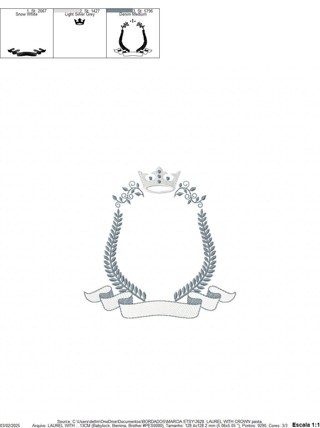 Crown embroidery designs - Laurel frame with banner machine embroidery pattern - Baby Monogram shape file - Instant download pes jef dst hus