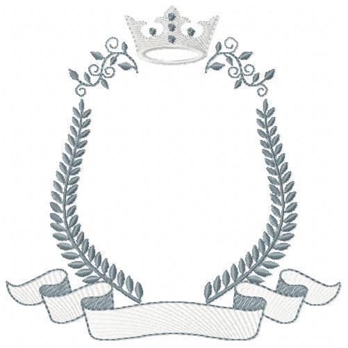 Crown embroidery designs - Laurel frame with banner machine embroidery pattern - Baby Monogram shape file - Instant download pes jef dst hus