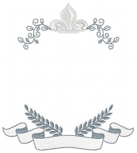 Crown embroidery designs - Laurel frame with banner machine embroidery pattern - Baby Monogram shape file - Instant download pes jef dst hus