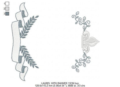 Crown embroidery designs - Laurel frame with banner machine embroidery pattern - Baby Monogram shape file - Instant download pes jef dst hus