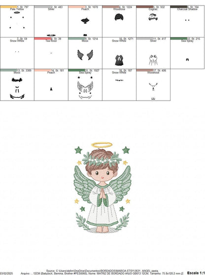 Angel embroidery designs - Angelic Baby boy machine embroidery pattern - Boy with wings and halo embroidery file - instant download pes jef