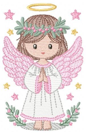 Angel embroidery designs - Angelic Baby girl machine embroidery pattern - Girl with wings and halo embroidery file - instant download pes