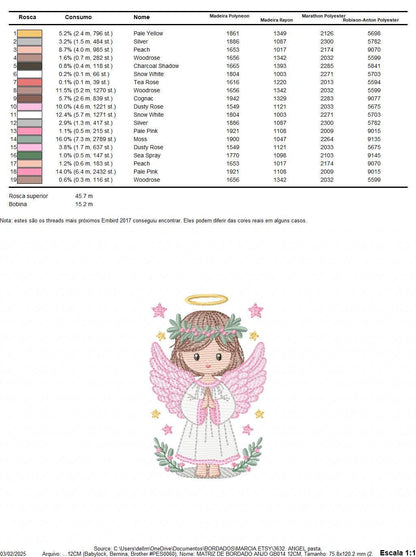 Angel embroidery designs - Angelic Baby girl machine embroidery pattern - Girl with wings and halo embroidery file - instant download pes
