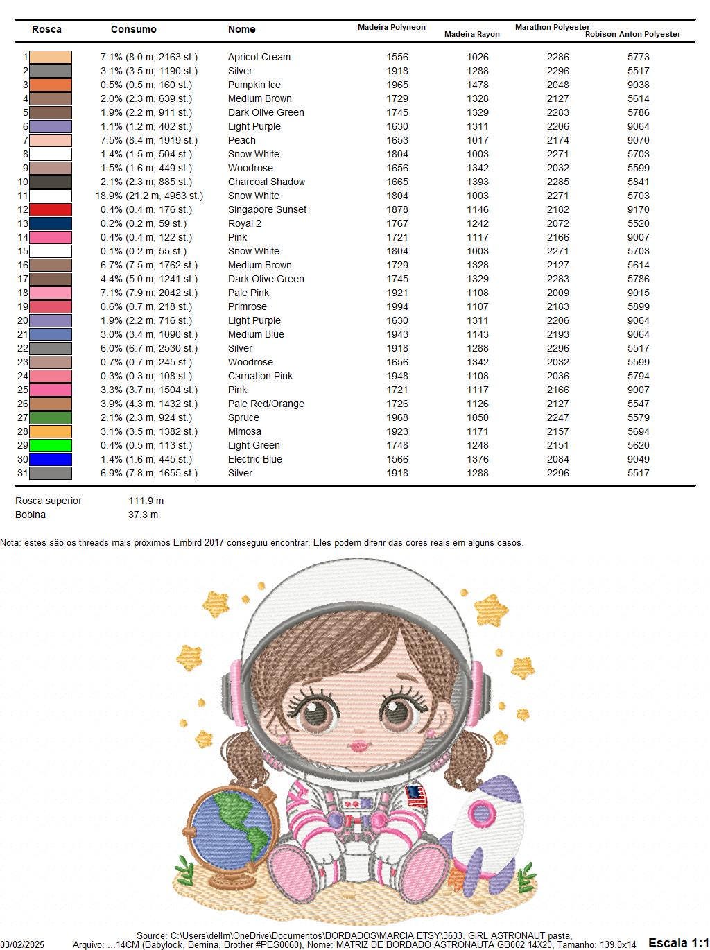 Baby Girl Astronaut embroidery designs - Space Rocket machine embroidery pattern - Rocket Planets file - instant download pes jef dst hus