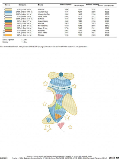 Plane with stars embroidery designs - Colorful Airplane machine embroidery pattern - Vehicle baby boy file - Instant digital download pes