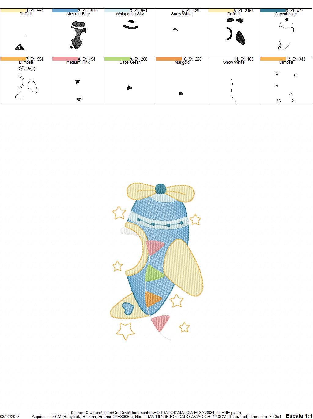 Plane with stars embroidery designs - Colorful Airplane machine embroidery pattern - Vehicle baby boy file - Instant digital download pes