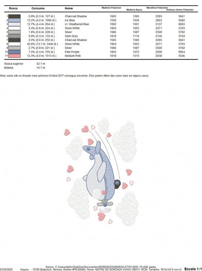 Plane embroidery designs - Airplane with clouds and hearts machine embroidery pattern - Baby boy Vehicle file - Instant download pes jef dst