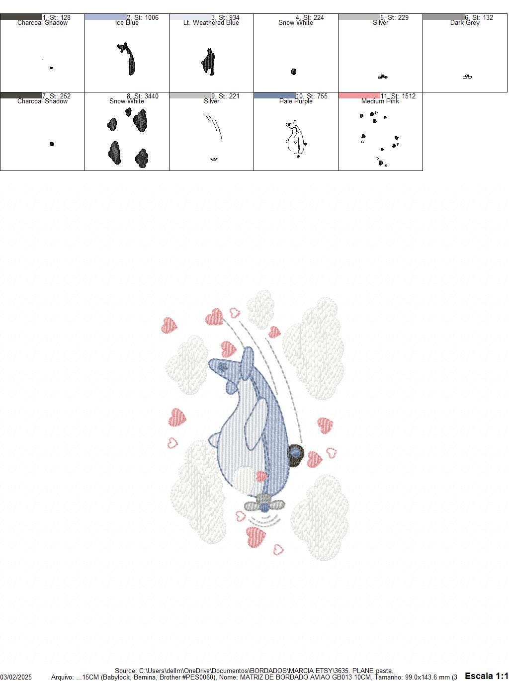 Plane embroidery designs - Airplane with clouds and hearts machine embroidery pattern - Baby boy Vehicle file - Instant download pes jef dst