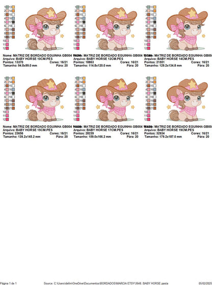 Cowgirl Horse embroidery design - Farm animal machine embroidery pattern - Girl Horse with bandana hat and sherriff file - Instant download