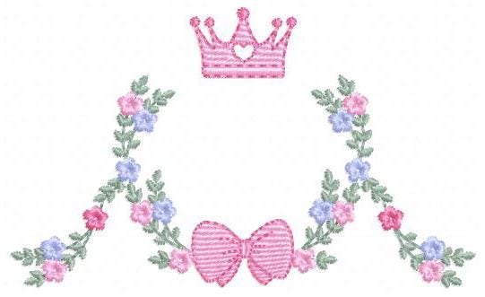 Roses laurel with Crown and bow embroidery designs - Flower Wreath with lace pattern - Newborn monogram file - Instant download pes jef dst