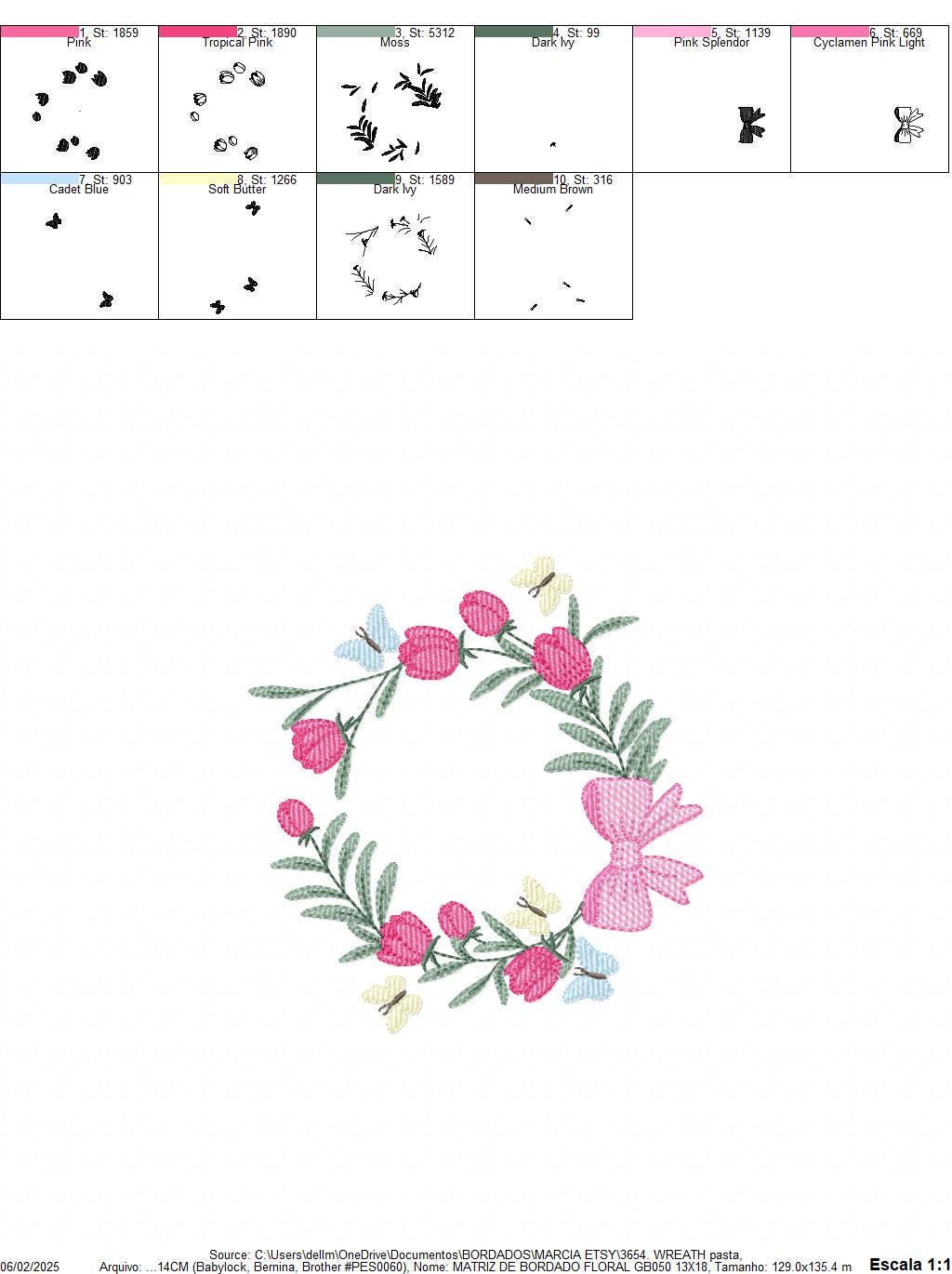 Monogram Floral Frame embroidery designs - Roses Wreath machine embroidery pattern - Flower wreath embroidery file - digital download